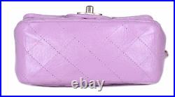 CHANEL Purple Leather Square Mini Classic Flap Gold CC Crossbody Bag