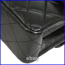 CHANEL Quilted CC Both Side Flap Chain Shoulder Bag Black Leather AK35556d