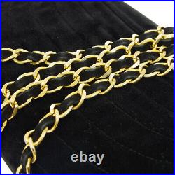 CHANEL Quilted CC Single Chain Shoulder Bag Black Velvet Vintage Auth AK38802