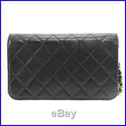 CHANEL Quilted Matelasse Chain Shoulder Bag Black Leather Vintage Auth #Q84 W