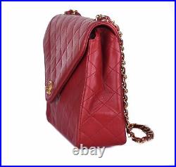 CHANEL Red Leather Quilted Small Flap 24K Gold CC Shoulder Bag Crossbody Purse
