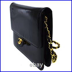 CHANEL Single Flap Chain Shoulder Bag Patent Leather Black Gold France 39BU519