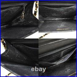 CHANEL Single Flap Chain Shoulder Bag Patent Leather Black Gold France 39BU519