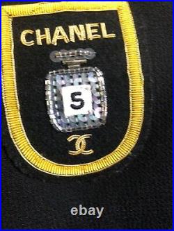 CHANEL VINTAGE 05C NEW BLACK TWEED JACKET GOLD PATCH CC Buttons FR46- FR44