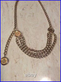 CHANEL Vintage 1980s 31 Rue Cambon Goldplated Triple Chain 3 Coin/Medallion Belt
