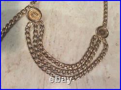 CHANEL Vintage 1980s 31 Rue Cambon Goldplated Triple Chain 3 Coin/Medallion Belt