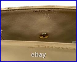 CHANEL Vintage BEIGE Clair Classic Mini Square Flap Bag 24k Gold Hardware
