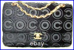 CHANEL Vintage Black COCO Pony HaIr Flap Handbag with Peach Lamb Lining Gold HW
