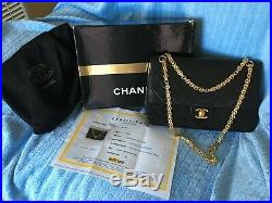 CHANEL Vintage Double Flap Quilted CC Logo LAMBSKIN WithGold Chain Shoulder BAG