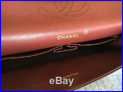 CHANEL Vintage Double Flap Quilted CC Logo LAMBSKIN WithGold Chain Shoulder BAG