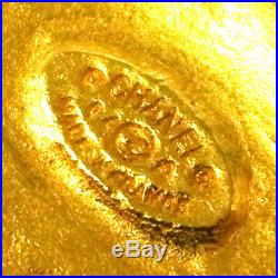 CHANEL Vintage Triple CC Logos Gold Chain Pendant Necklace 94A AK36839g