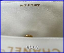 CHANEL Vintage White Classic Mini Square Flap Bag 24k Gold Hardware