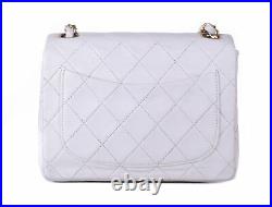 CHANEL White Leather Square Mini Classic Flap 24K Gold CC Crossbody Bag