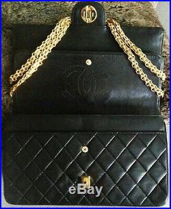 CLASSIC CHANEL Black Quilted Lambskin Reissue Gold Chain Medium Double Flap Bag