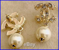 CLEARANCE! CHANEL Crystal CC Logo Drop/Dangle Pearl Earrings Price is Firm