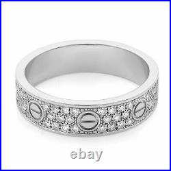 Cartier 18K White Gold Love Diamond Paved Wedding Band 0.31cts Size 6.25