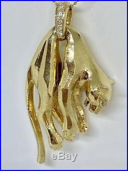 Cartier 18K Yellow Gold Diamond Panthere Pendant