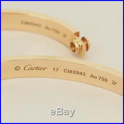 Cartier 18k Rose Gold Gorgeous Love Bracelet Size 17 New Screw System