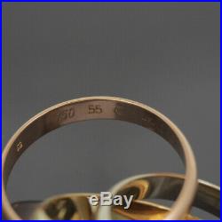 Cartier 18k Tri-color Gold 3 Bands Trinity Rolling Ring 55 Us 7.0 With Box