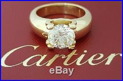Cartier 2.51 ct 18K Yellow Gold Round Cut Diamond Solitaire Engagement Ring GIA