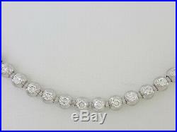 Cartier 4.2 ct 18K White Gold Tennis Bead Bezels Diamond Necklace 15 Rtl $32k