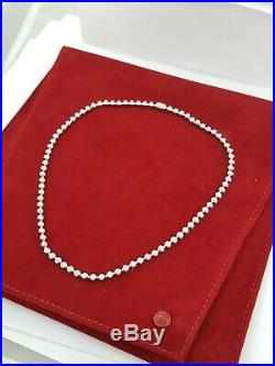 Cartier 4.2 ct 18K White Gold Tennis Bead Bezels Diamond Necklace 15 Rtl $32k