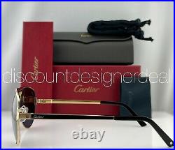 Cartier Aviator Sunglasses CT0101SA 001 Gold Metal Frame Gray Polarized Lens 61