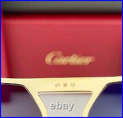 Cartier Aviator Sunglasses CT0101SA 001 Gold Metal Frame Gray Polarized Lens 61