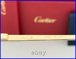 Cartier Aviator Sunglasses CT0101S 005 Gold Frame Black Leather Gray Polarized