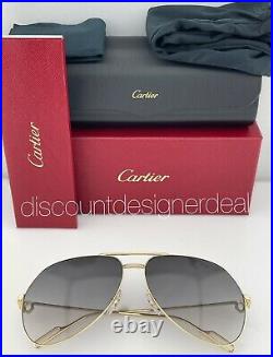 Cartier Aviator Sunglasses CT0110S 005 Yellow Gold Frame Gray Gradient Lens 62mm