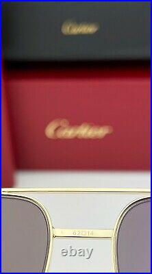 Cartier Aviator Sunglasses CT0110S 007 Yellow Gold Frame Gold Mirror Lens 62mm