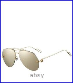 Cartier Aviator Sunglasses CT0170S 003 Solid 18K Yellow Gold Polarized Flash 62