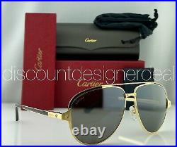 Cartier Aviator Sunglasses CT0192S 003 Gold Brown Silver Flash Polarized Lens 60