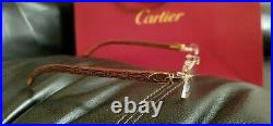 Cartier C Decor Eyeglasses / Sunglasses Bubinga Logo Wood 18k Gold Rimless