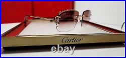 Cartier C Decor Sunglasses Big C 18k Gold Brown Diamond Cut Lenses
