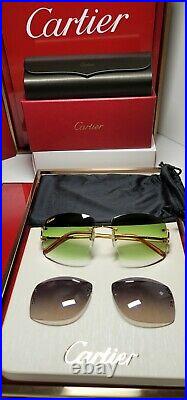 Cartier C Decor Sunglasses Big C 18k Gold Custom Money Green lenses C Wire