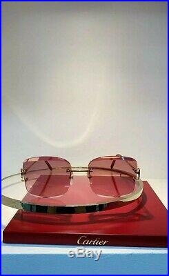 Cartier C Decor Sunglasses Big C Rimless 18k Gold / Red Gradient Cartier Lenses