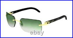 Cartier C Decor Sunglasses Black Buffalo Horn 18k Gold / Money Green Rimless