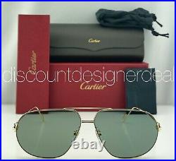 Cartier C Decor Sunglasses CT0111S 001 Gold Metal Frame Green AR Lens 62mm NEW