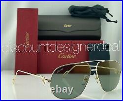 Cartier C Decor Sunglasses CT0111S 001 Gold Metal Frame Green AR Lens 62mm NEW