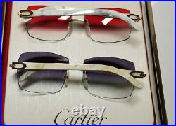 Cartier C Decor Sunglasses White Buffalo Horn 18k Gold Custom Cherry Buffs
