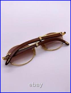 Cartier Giverny Vintage Gold Platinum Bubinga Wood Sunglasses Glasses Frames