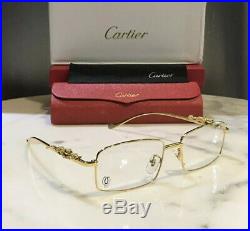Cartier Gold Clear Sunglasses Glasses Frame Metal Wire Wood Horn Buffalo Vintage