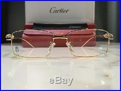 Cartier Gold Clear Sunglasses Glasses Frame Metal Wire Wood Horn Buffalo Vintage
