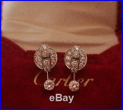 Cartier Himalia 18K White Gold 1.16ctw E VVS Round Diamond Drop Dangle Earrings