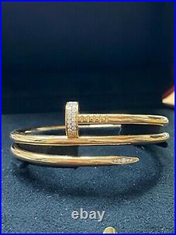 Cartier Juste un Clou bracelet double row 18K pink rose gold w Diamonds Size 15