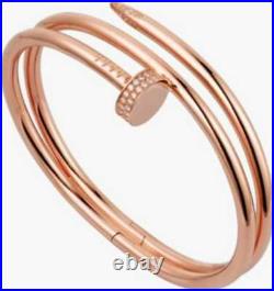 Cartier Juste un Clou bracelet double row 18K pink rose gold w Diamonds Size 15