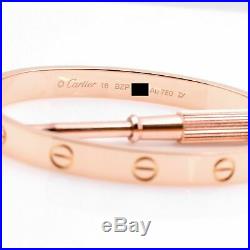 Cartier LOVE Bangle Bracelet 18k Rose Pink Gold New Style Box Receipt Size 16