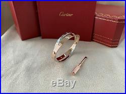 Cartier Love Bracelet Rose & White Gold Size 17 12 Diamond (New Screw System)