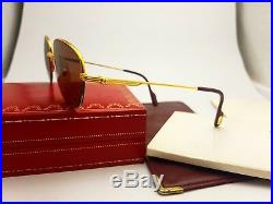 Cartier MONTAIGNE Half Frame 53M Brown Lenses Vintage Sunglasses France 18k Gold